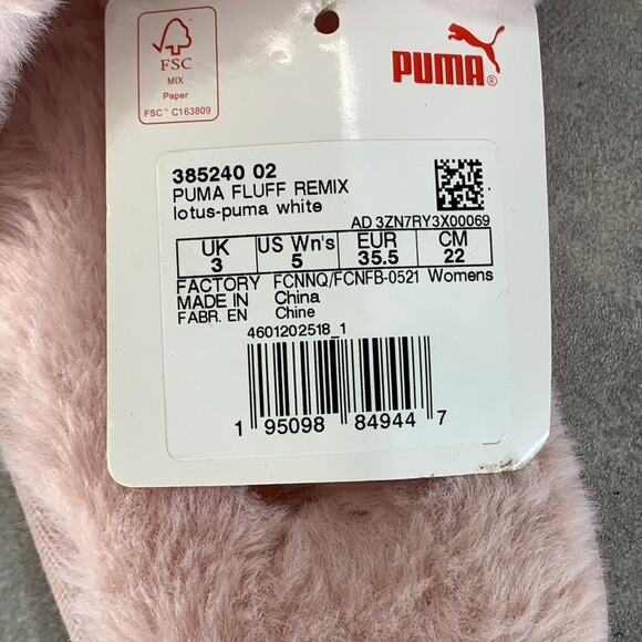 PUMA Women's Lotus-Puma White Faux-Fur Fluff Remix Slide Slippers SZ 5 - Picture 10 of 10